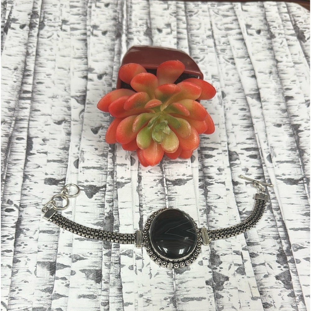 Botswana Agate Silver Bracelet - image 4